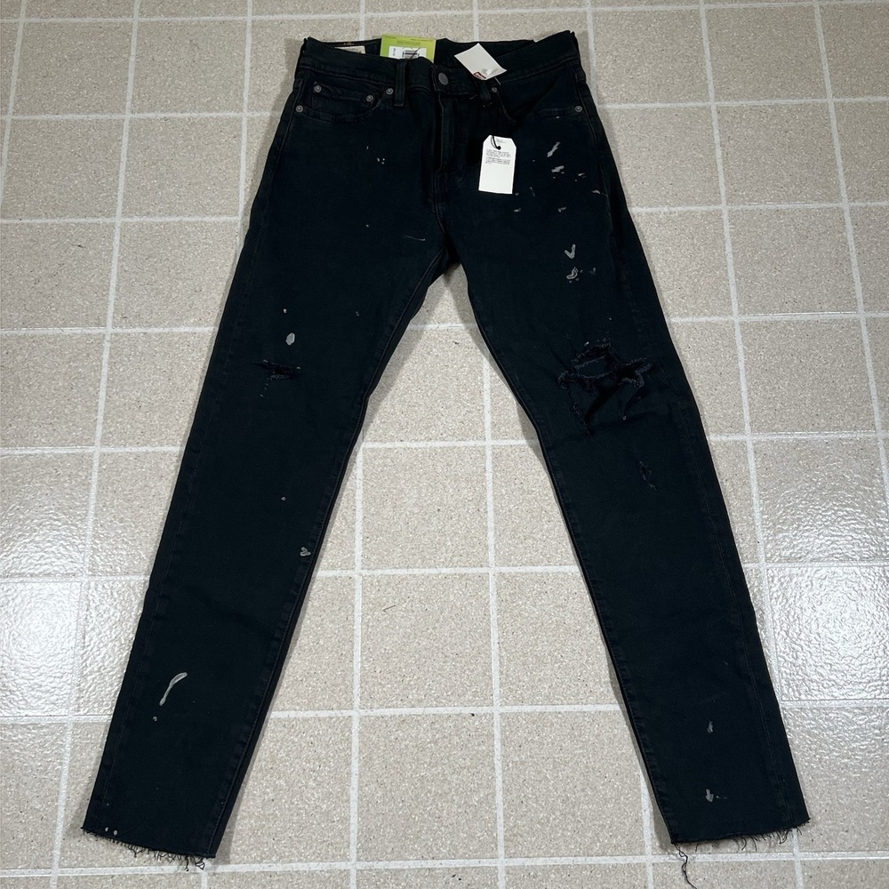 Levi's Men's 512 PREMIUM BIG E SLIM TAPER 29x32 Black STRETCH NEW Distressed